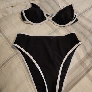 Cupshe Black and White Bikini Set
